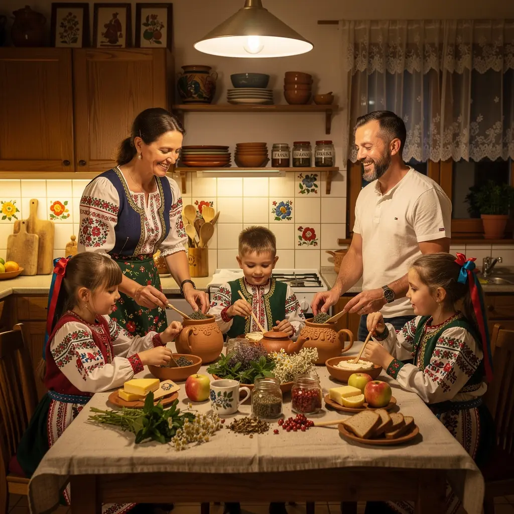 Ručne vyrábané balenie bylinkového čaju s popisom a návodom na prípravu.